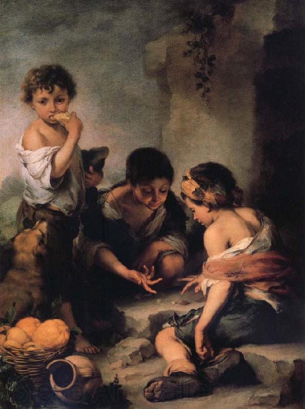 Bartolome Esteban Murillo Young Boys Playing Dice Norge oil painting art